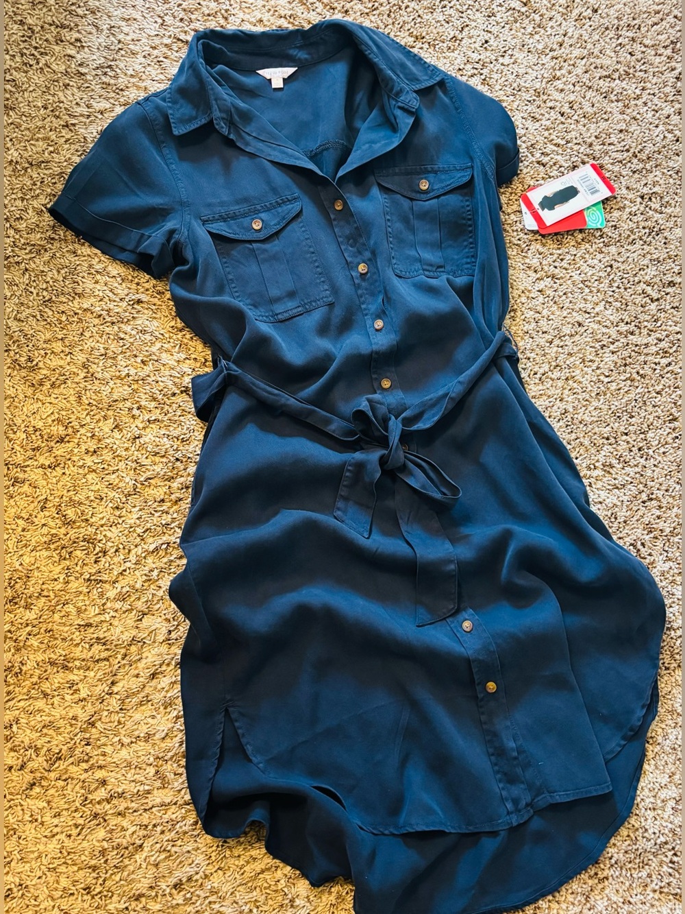 Navy button down dress!